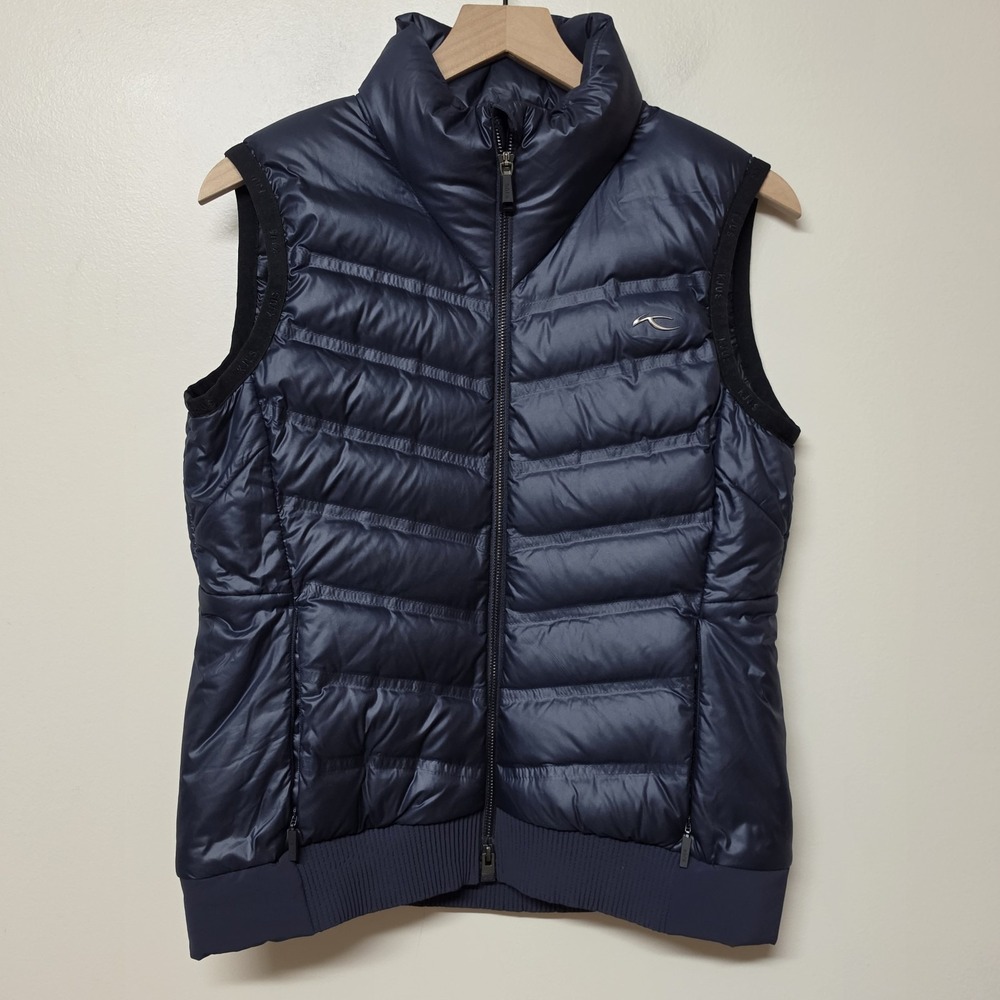 KJUS Womens Eclipse Down Puffer Vest Navy Blue Goose Down Ski Golf Size M 38